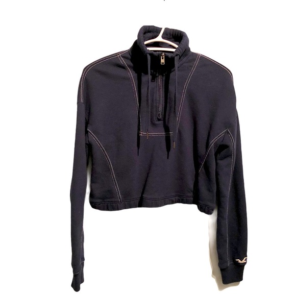 Hollister Crop Navy SO SOFT Long Sleeve XS - Picture 1 of 7